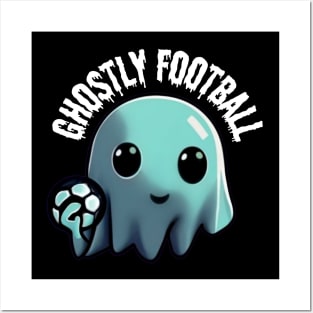 A cute ghost playing Football: The Ghost's Game of Football, Halloween Posters and Art